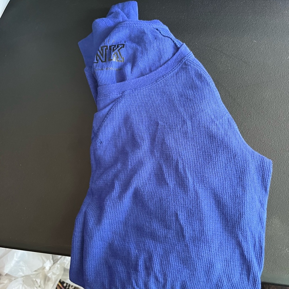 Victoria Secret Pink Blue Flannel Long Sleeve size Large